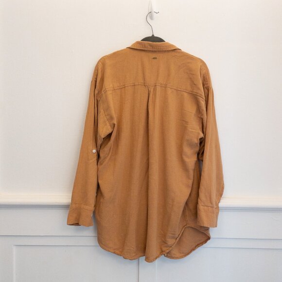 Rip Curl Button Down Shirt Large Tan Brown Long Sleeve Pocket Casual Surf Style - Picture 3 of 5